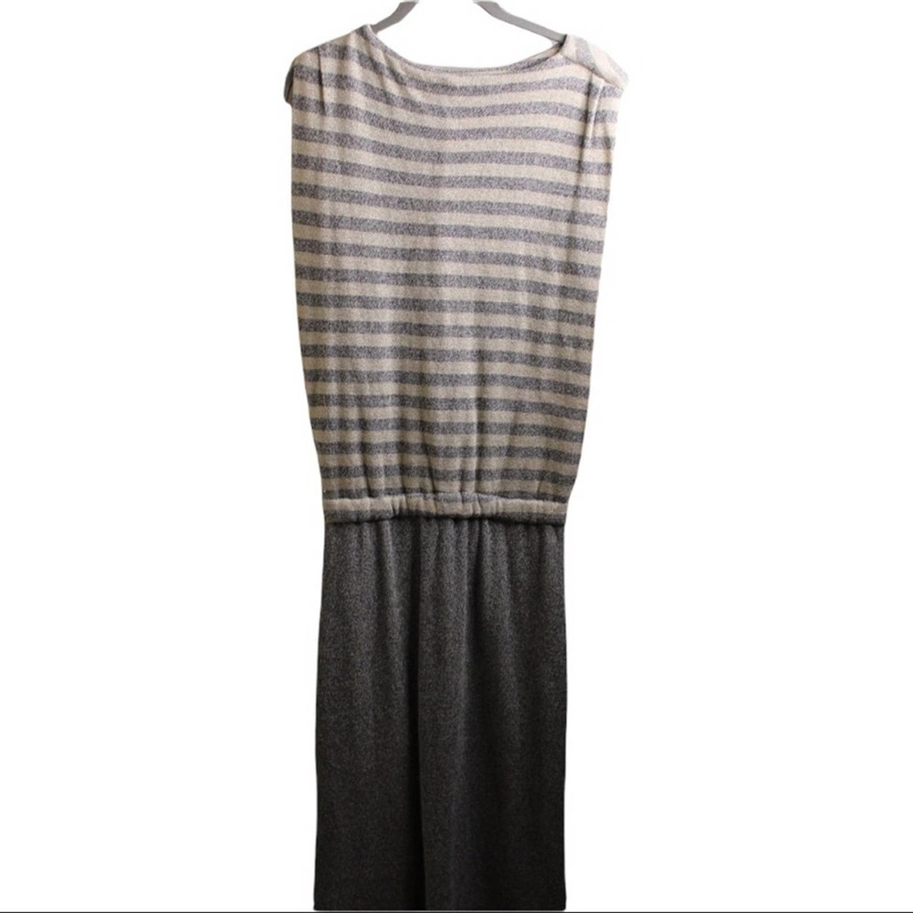 L’Agence Metallic Striped Midi Dress‎ Gold Pewter Size 10